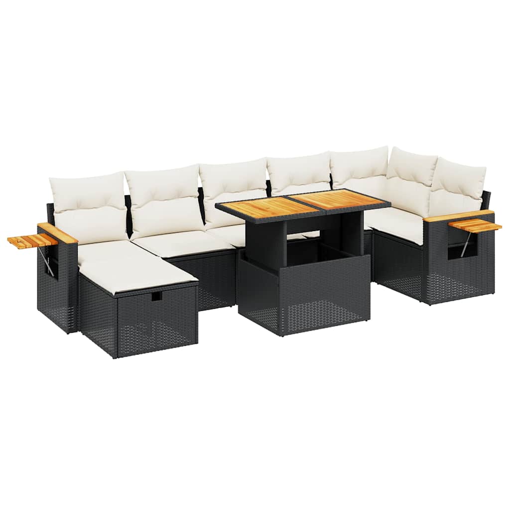 8-dijelni set vrtnih sofa od poliratana s jastucima crni
