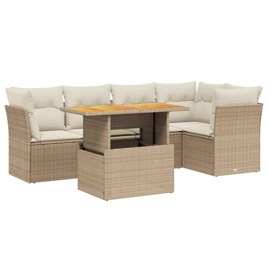 5-dijelni vrtni set sofa s jastucima bež od poliratana