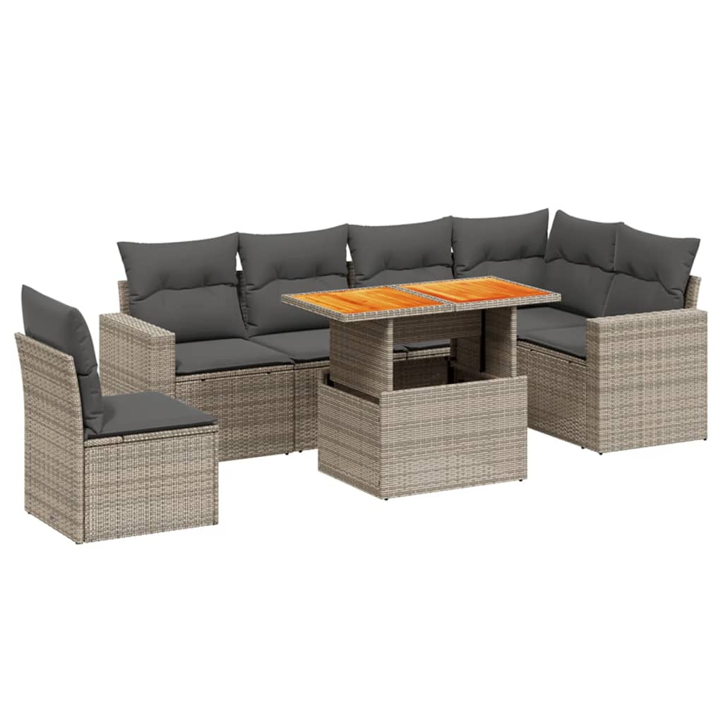 7-dijelni set vrtnih sofa sivi od poliratana