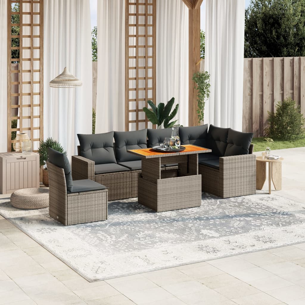 7-dijelni set vrtnih sofa sivi od poliratana