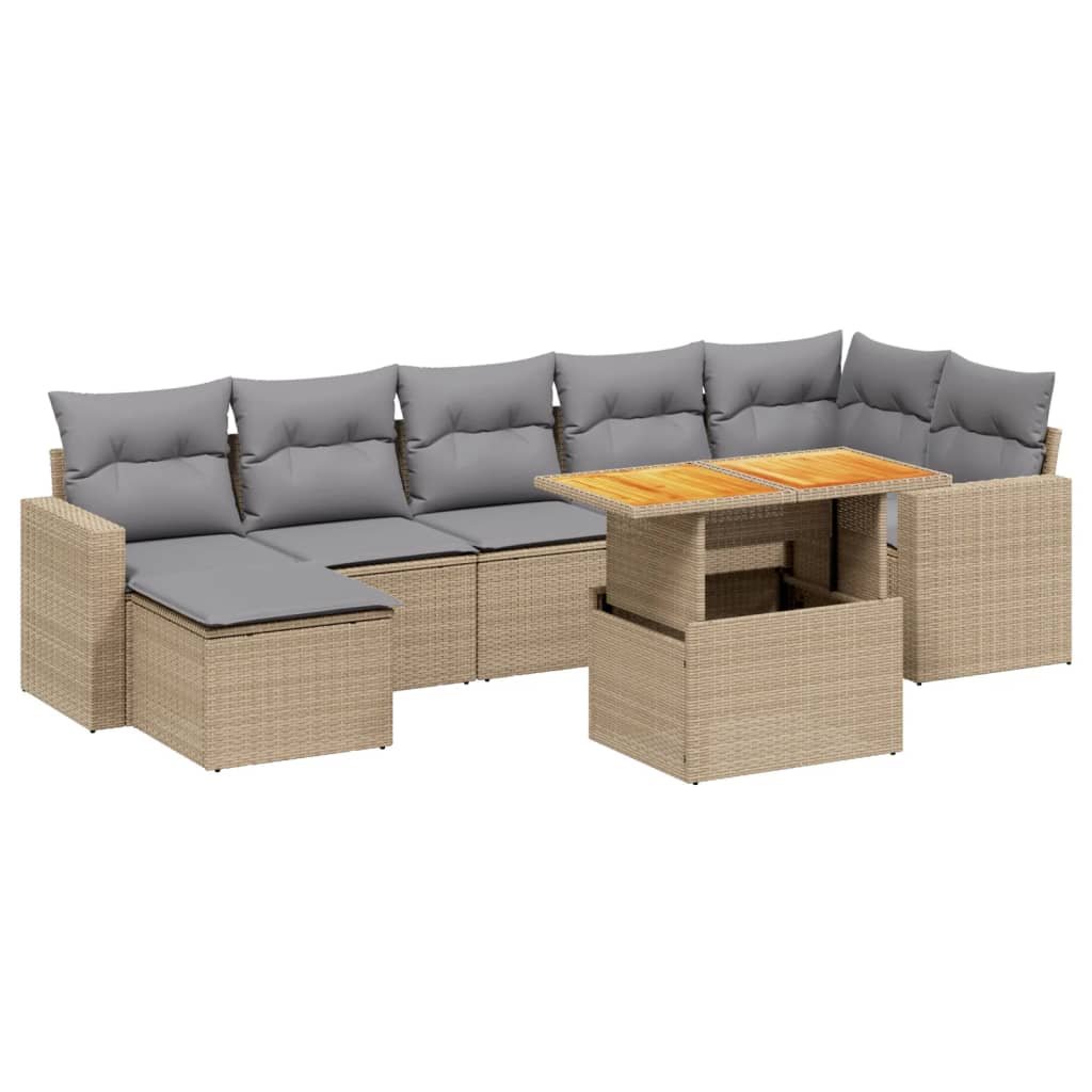 8-dijelni set vrtnih sofa od poliratana s jastucima bež