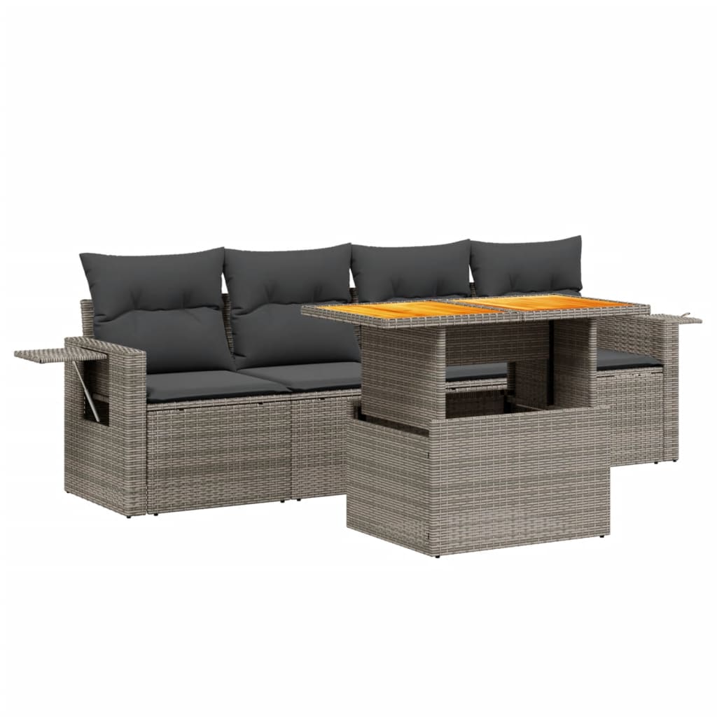5-dijelni vrtni set sofa s jastucima bež od poliratana