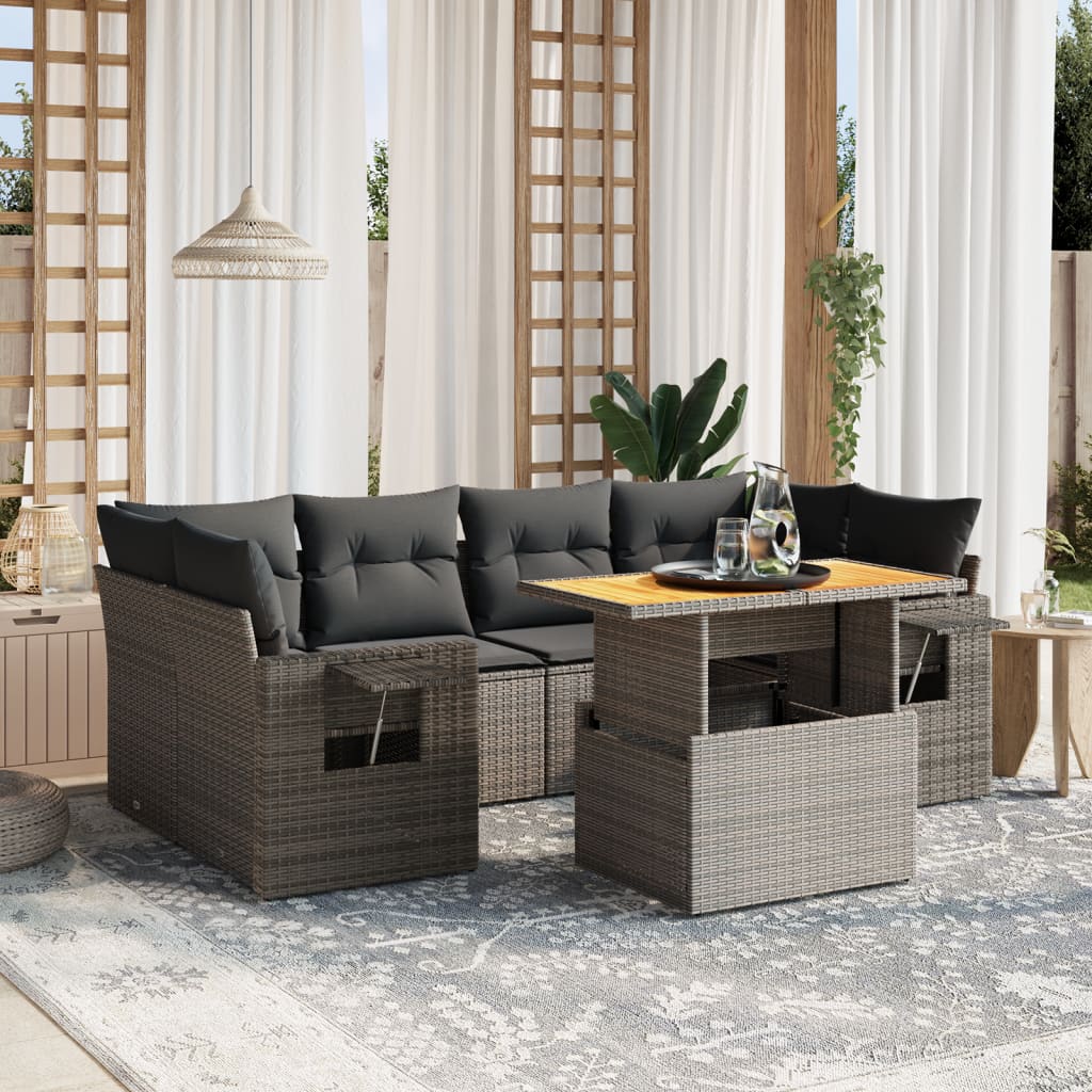 7-dijelni set vrtnih sofa sivi od poliratana