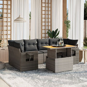 7-dijelni set vrtnih sofa sivi od poliratana