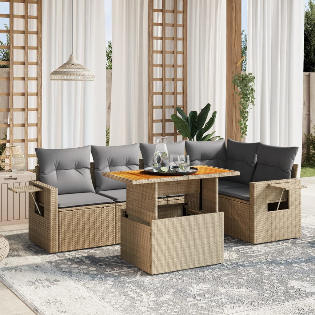 6-dijelni set vrtnih sofa s jastucima od poliratana