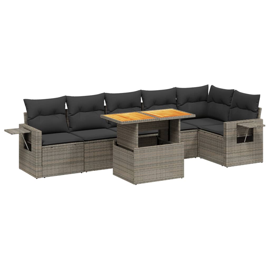 7-dijelni set vrtnih sofa sivi od poliratana