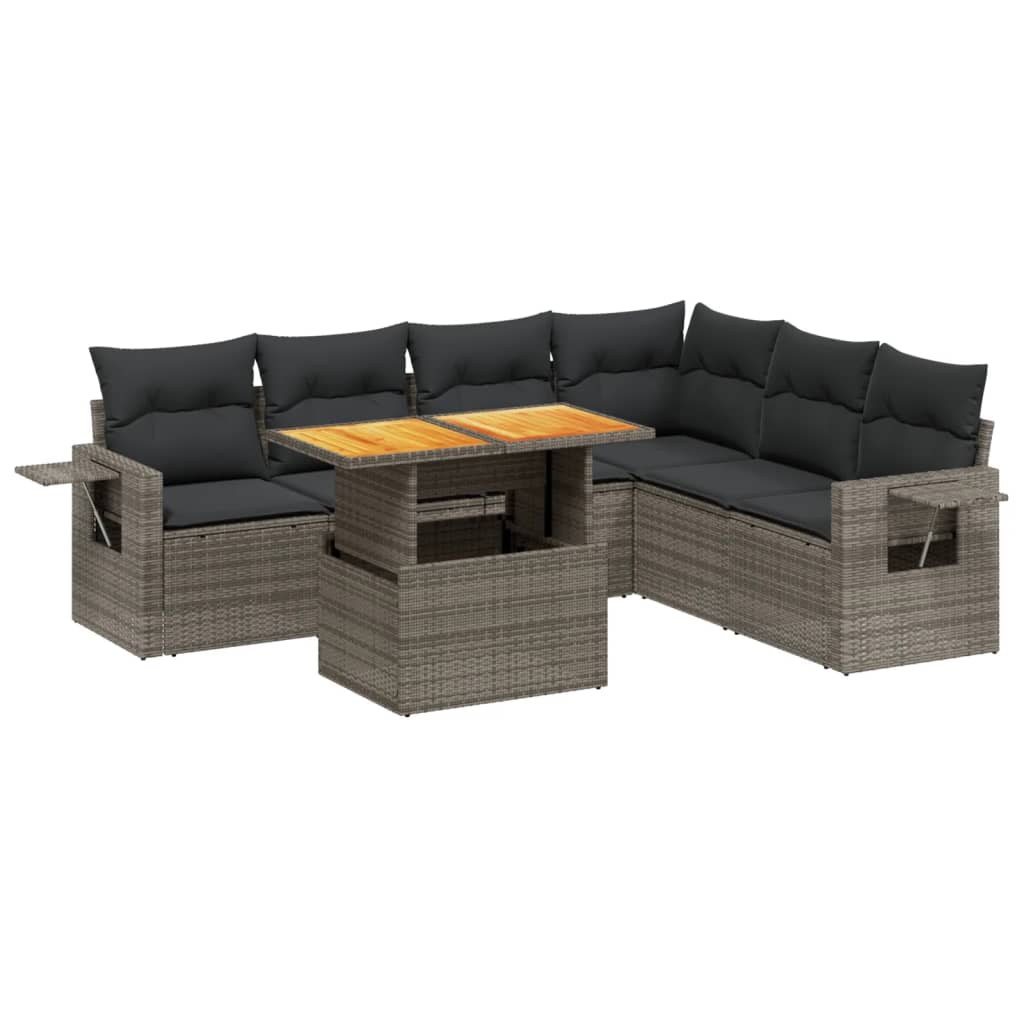 7-dijelni set vrtnih sofa sivi od poliratana