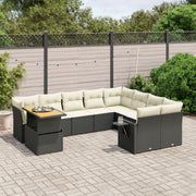 10-dijelni set vrtnih sofa s jastucima crni od poliratana