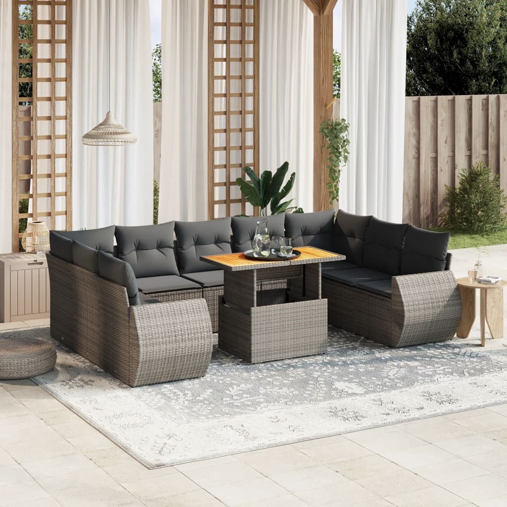 10-dijelni set vrtnih sofa od poliratana s jastucima