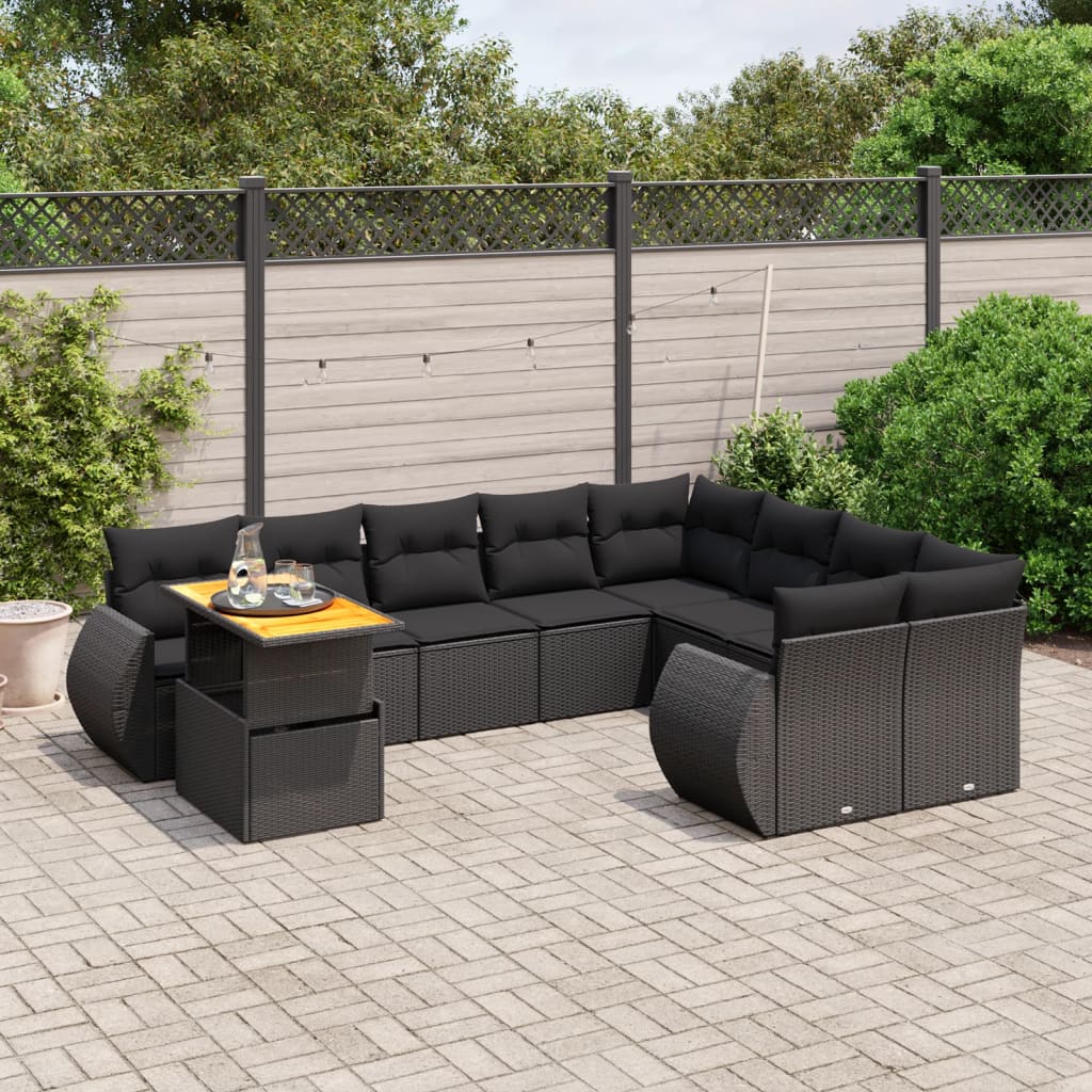 10-dijelni set vrtnih sofa od poliratana s jastucima