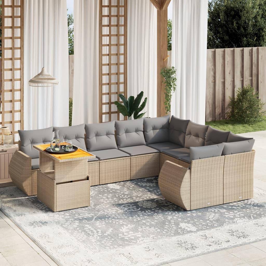 10-dijelni set vrtnih sofa od poliratana s jastucima