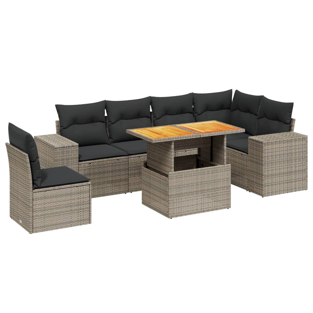 7-dijelni set vrtnih sofa sivi od poliratana
