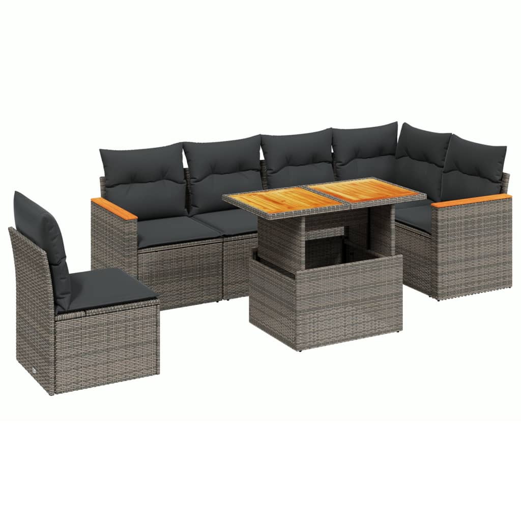 7-dijelni set vrtnih sofa sivi od poliratana