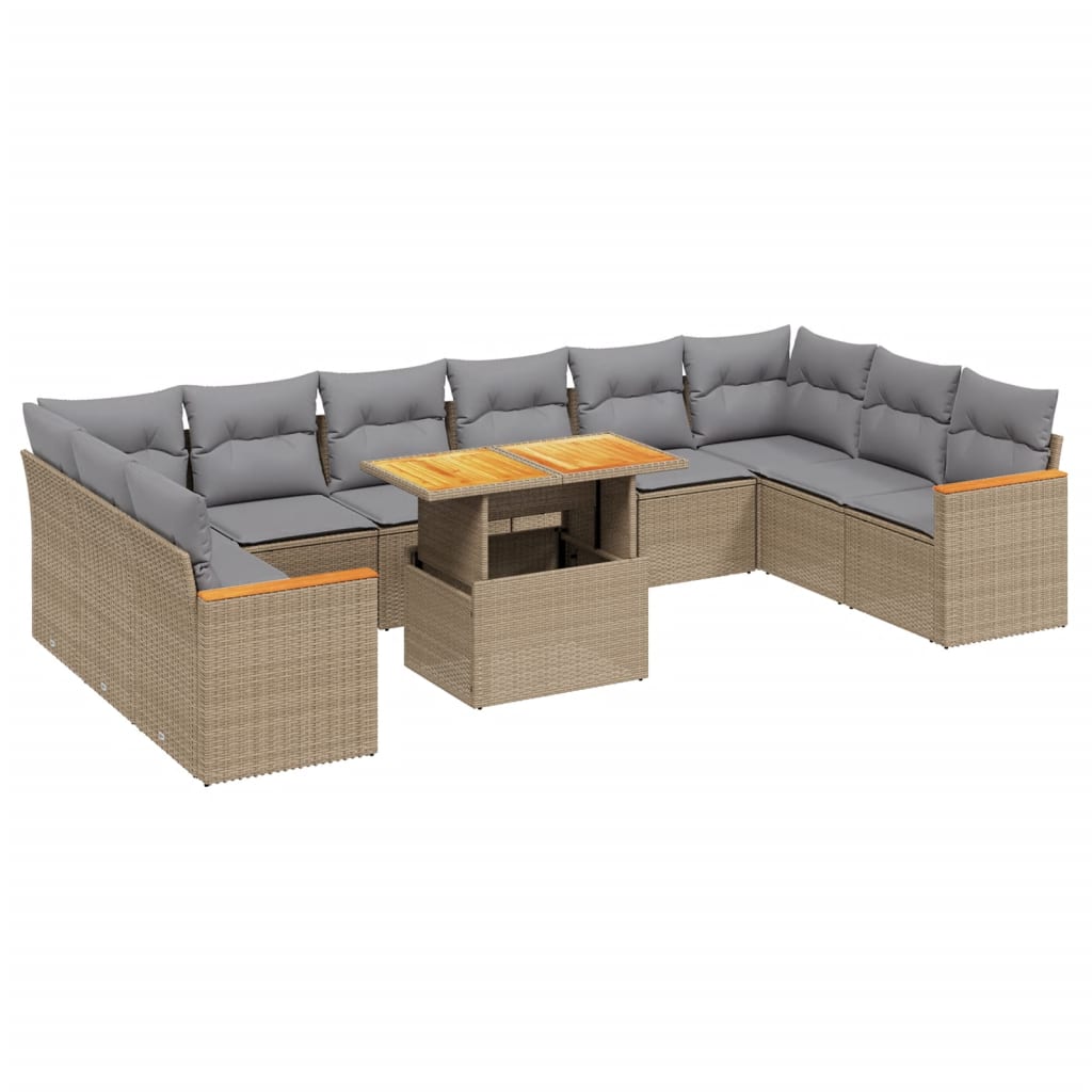 11-dijelni set vrtnih sofa od poliratana s jastucima bež