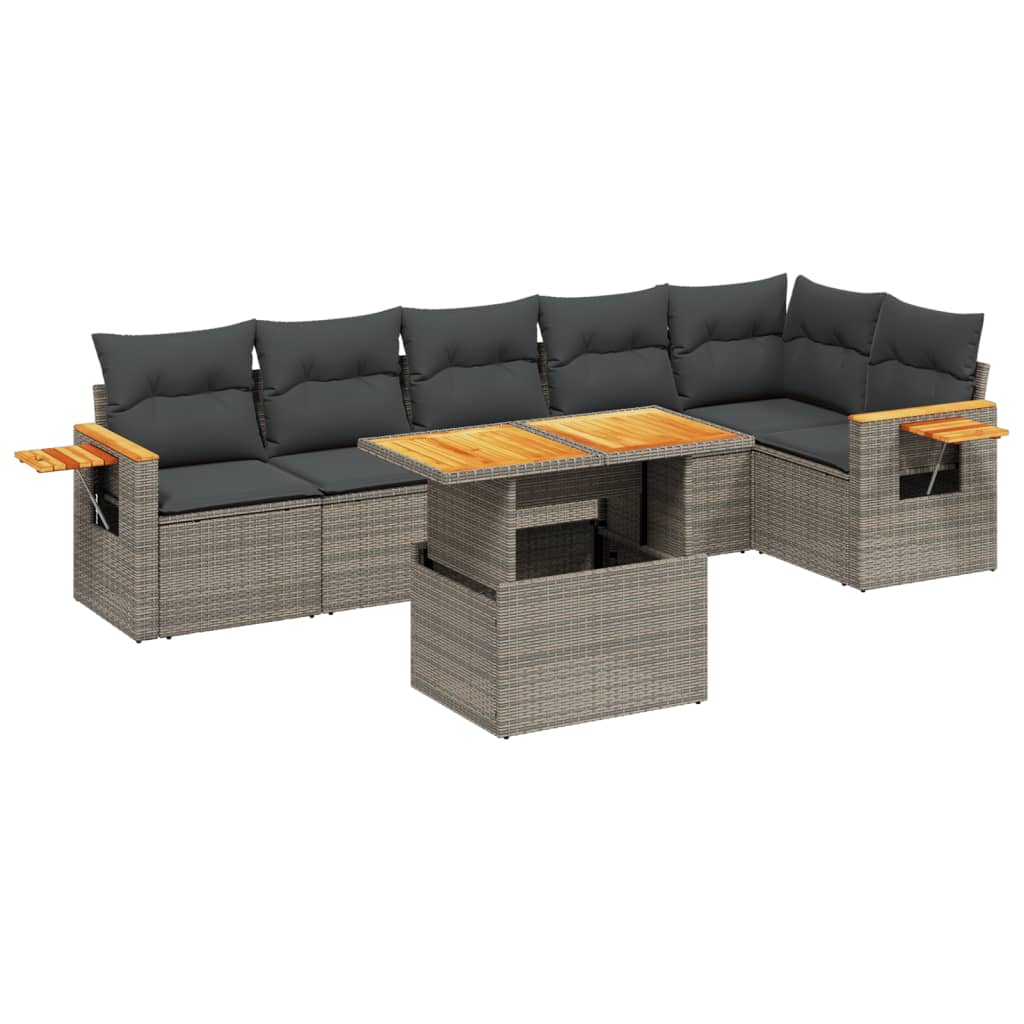 7-dijelni set vrtnih sofa sivi od poliratana