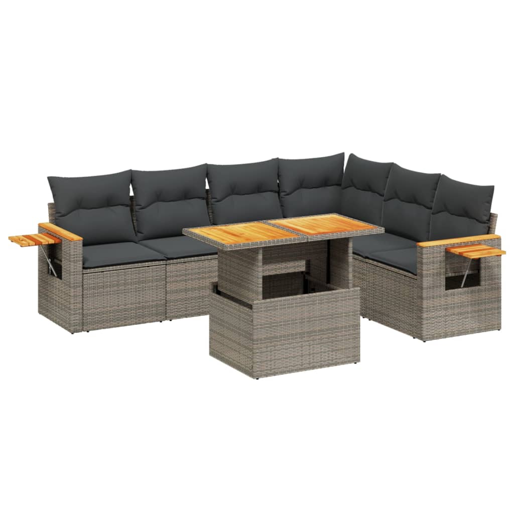 7-dijelni set vrtnih sofa sivi od poliratana