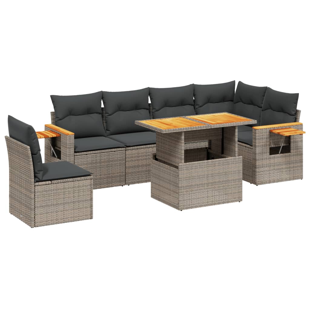 7-dijelni set vrtnih sofa sivi od poliratana