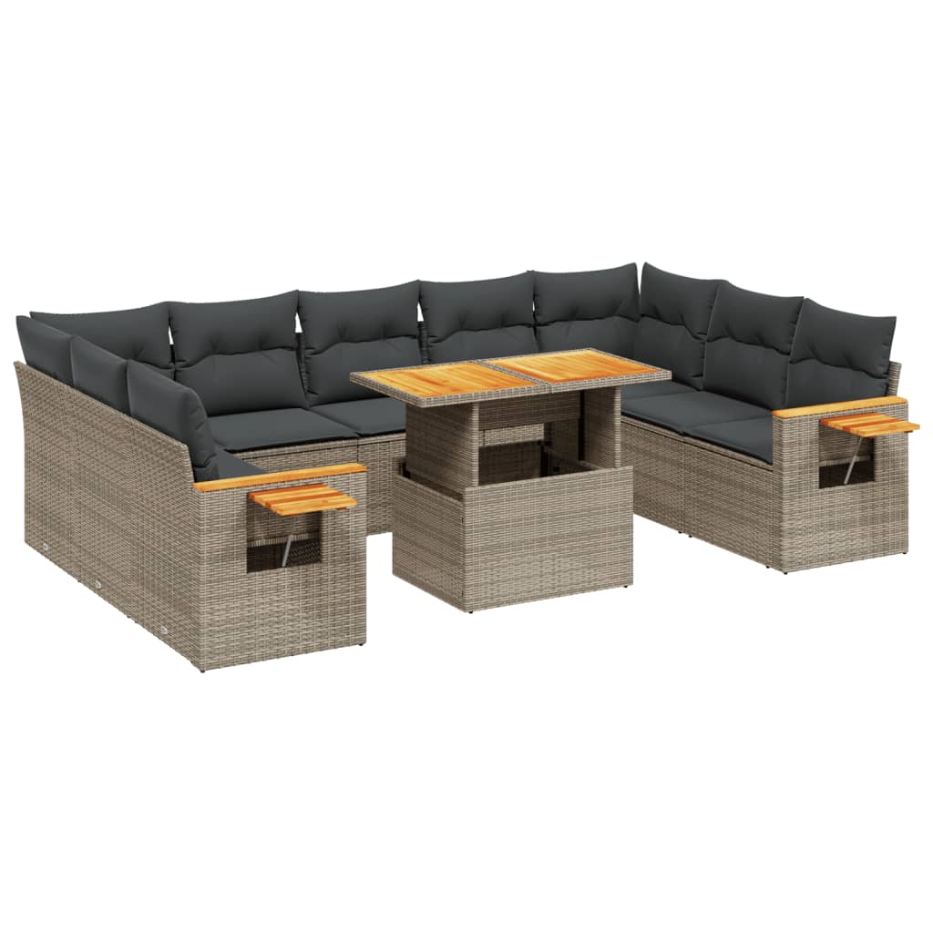 11-dijelni set vrtnih sofa od poliratana s jastucima sivi