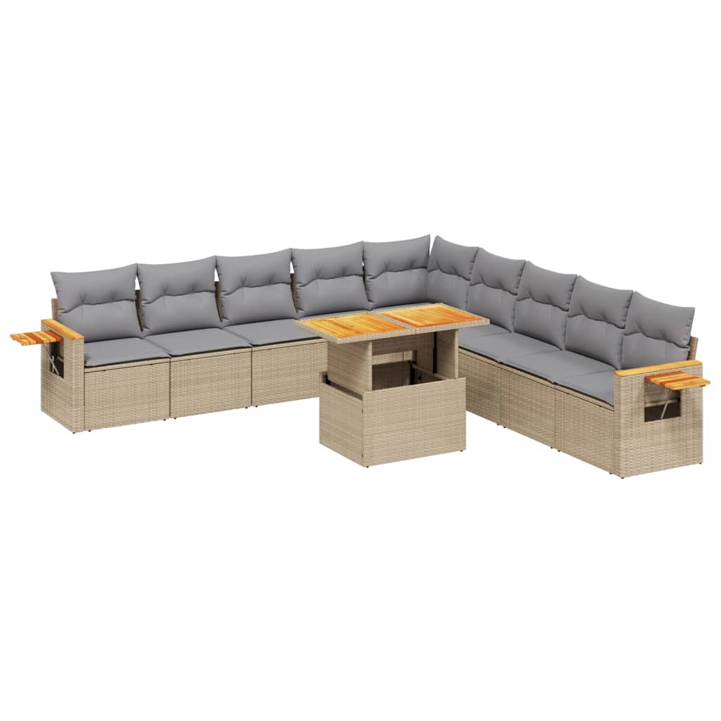 11-dijelni set vrtnih sofa od poliratana s jastucima bež