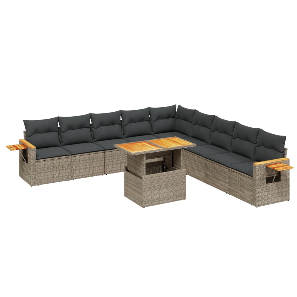11-dijelni set vrtnih sofa od poliratana s jastucima sivi