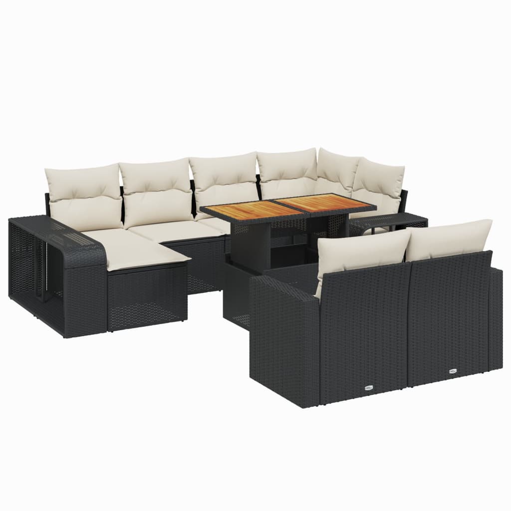 11-dijelni set vrtnih sofa od poliratana s jastucima crni
