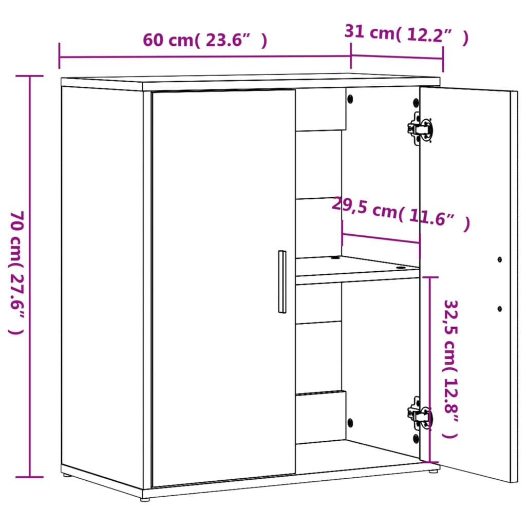 Komoda 2 kom dimljeni hrast 60x31x70 cm od konstruiranog drva