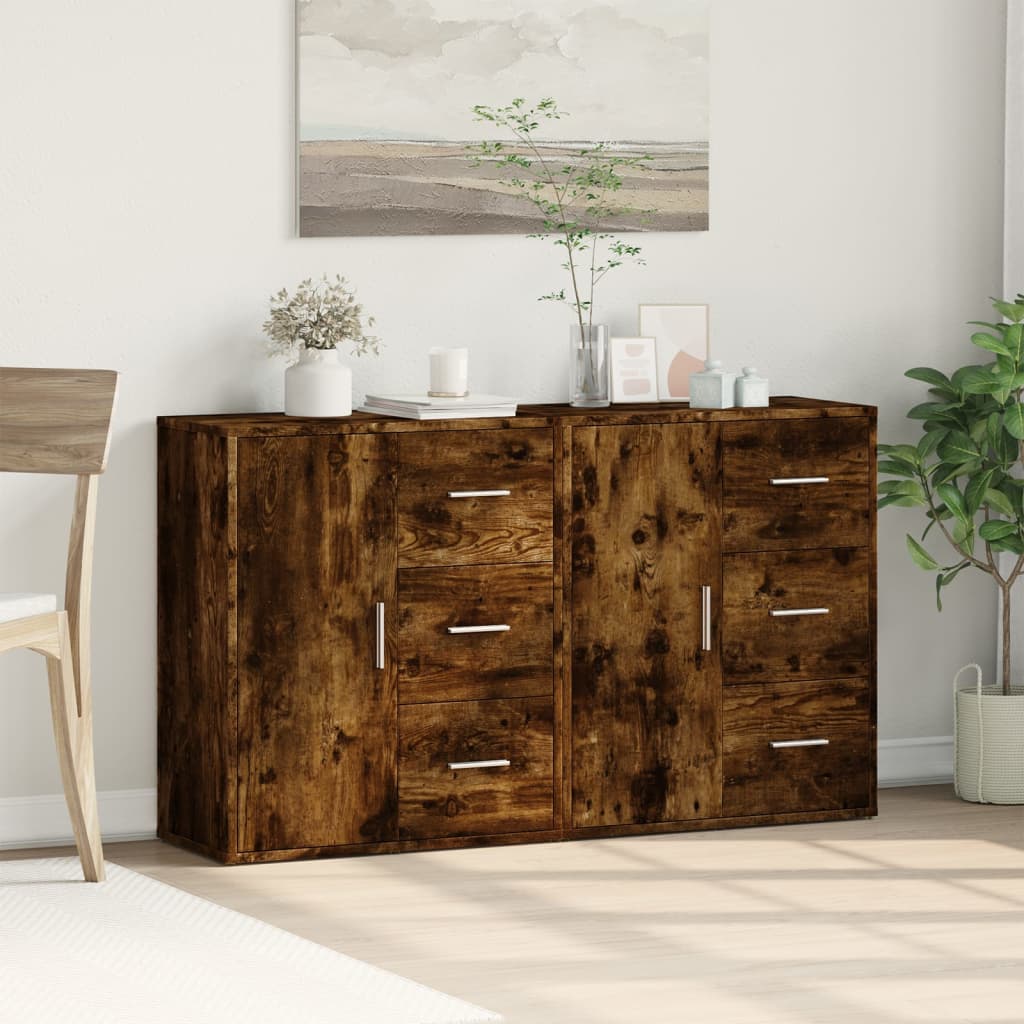 Komoda 2 kom dimljeni hrast 60x31x70 cm od konstruiranog drva