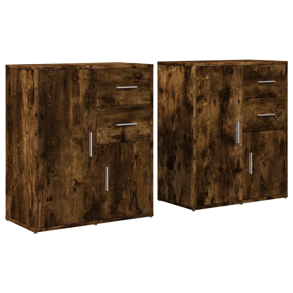 Komoda 2 kom dimljeni hrast 60x31x70 cm od konstruiranog drva