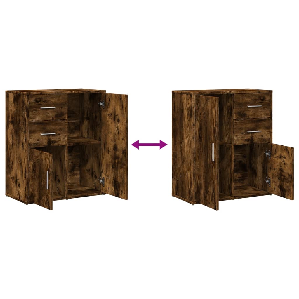Komoda 2 kom dimljeni hrast 60x31x70 cm od konstruiranog drva