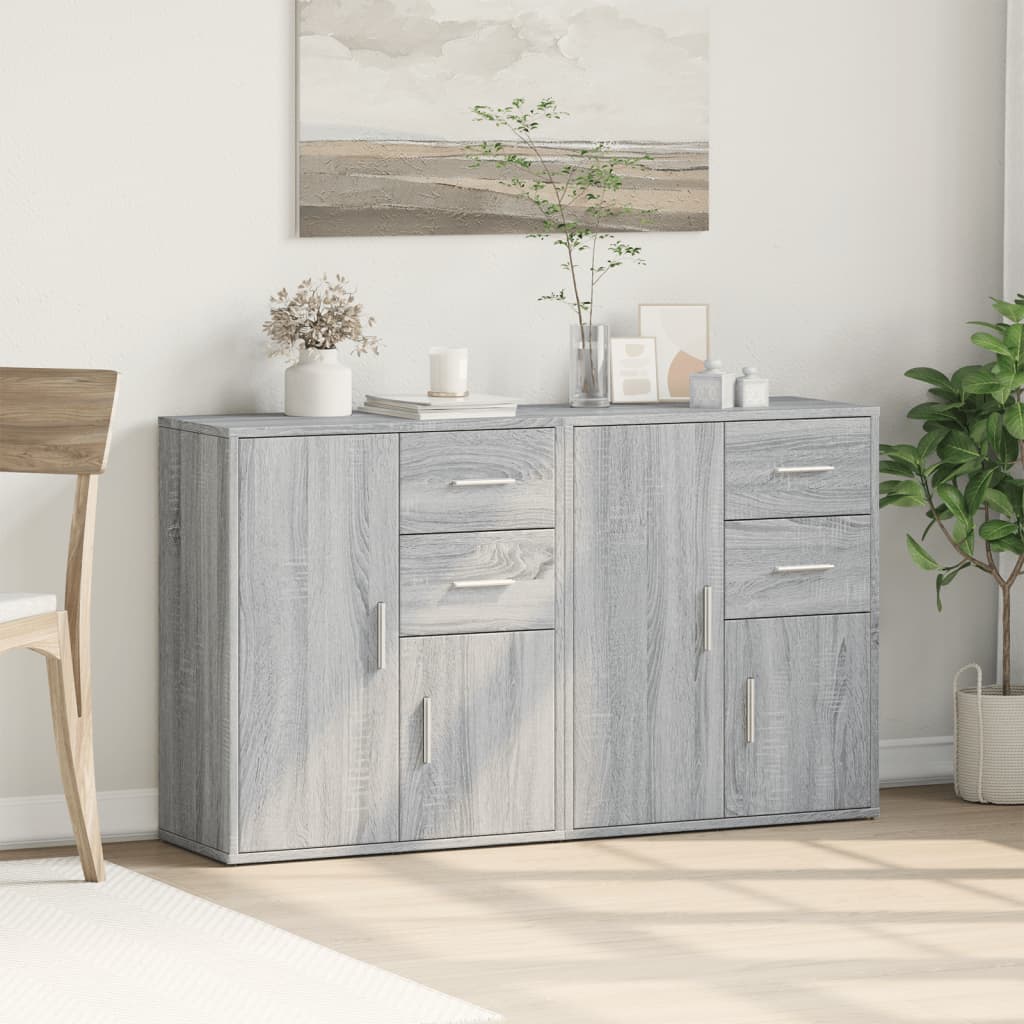 Komoda 2 kom siva boja hrasta 60x31x70cm od konstruiranog drva