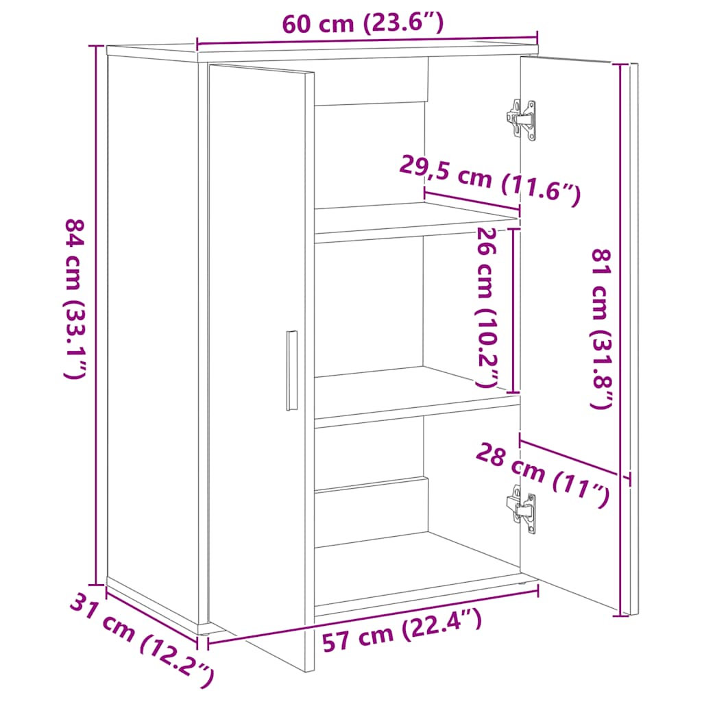 Komoda 2 kom boja dimljenog hrasta 60x31x84cm konstruirano drvo