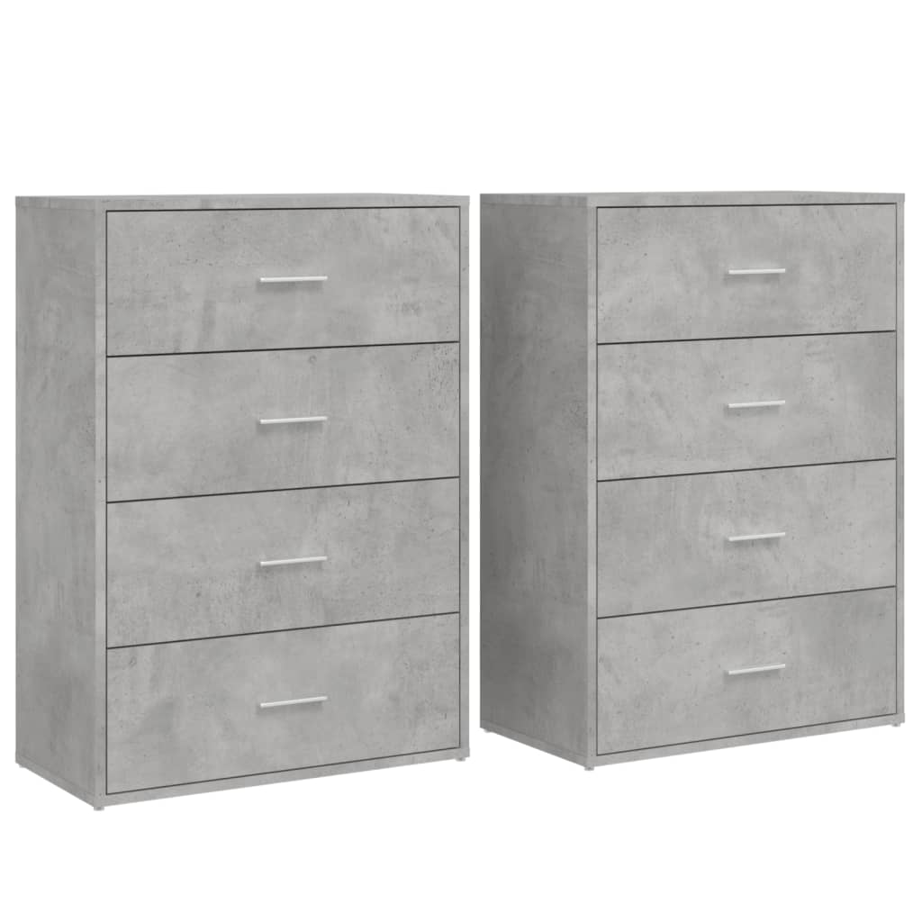 Komoda 2 kom siva boja betona 60x31x84 cm konstruiranog drva