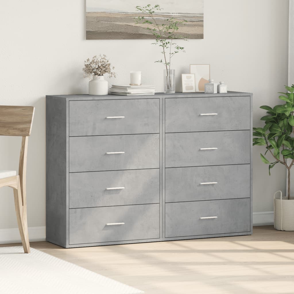 Komoda 2 kom siva boja betona 60x31x84 cm konstruiranog drva