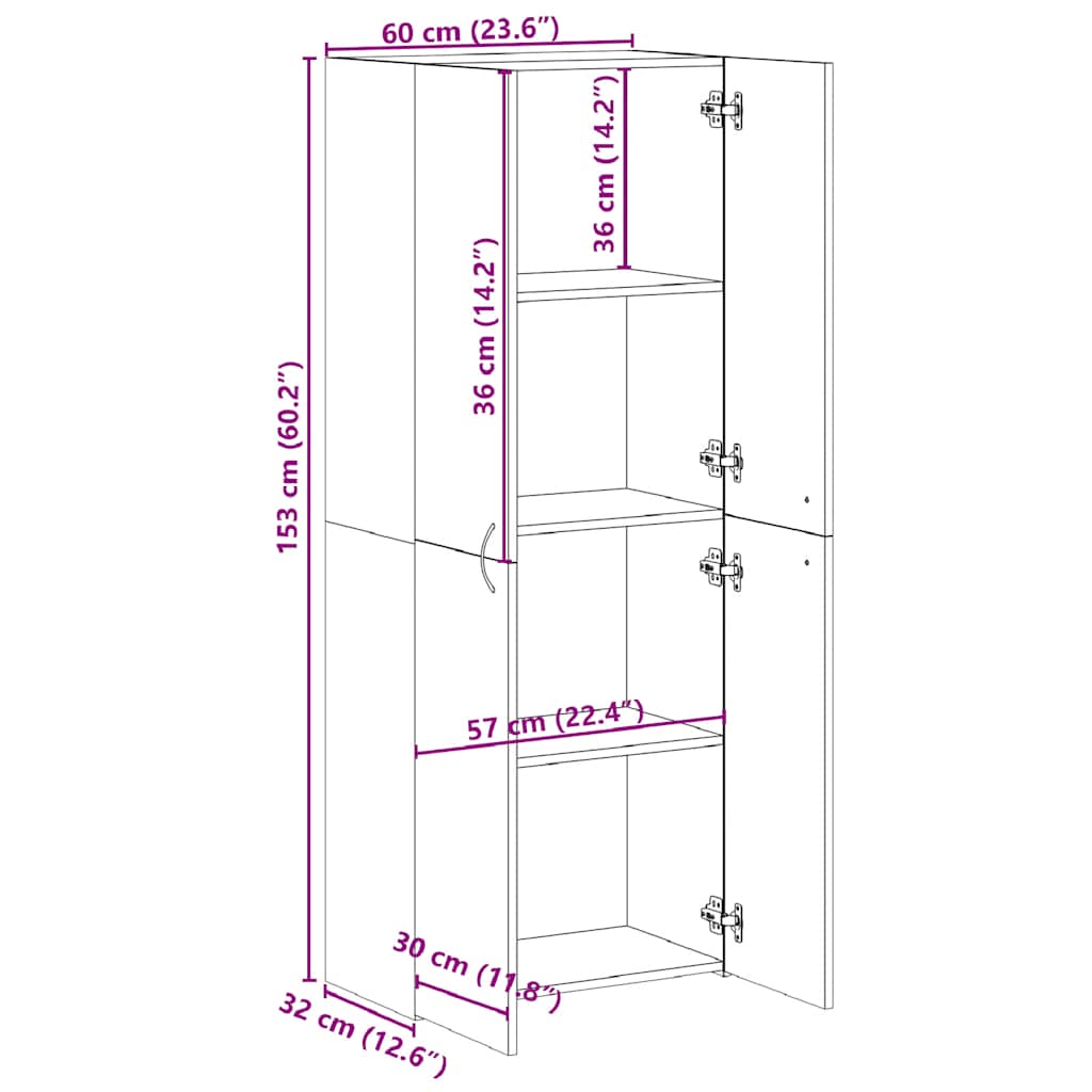 Ormar za spise sivi Sonoma 60x32x153 cm izrađeno drvo