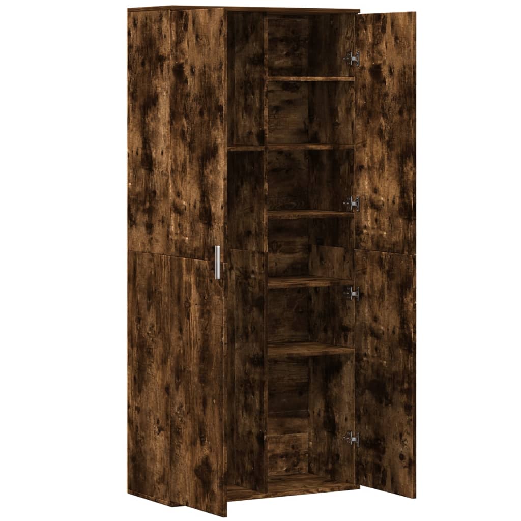 Visoka komoda dimljeni hrast 80x35x180 cm konstruiranog drva