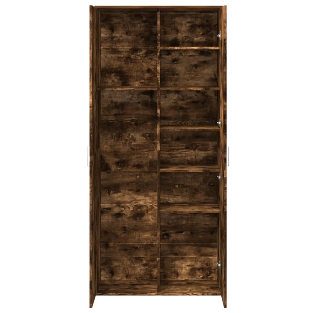 Visoka komoda dimljeni hrast 80x35x180 cm konstruiranog drva