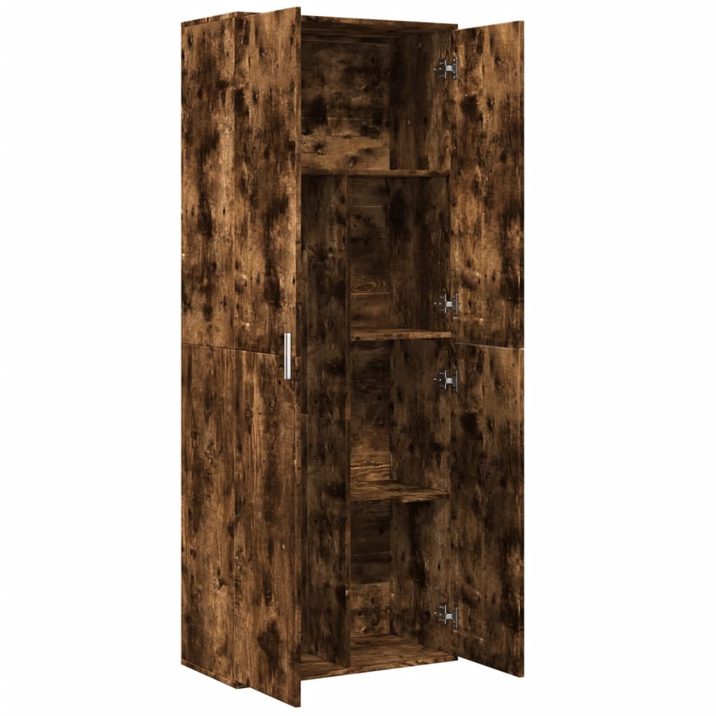 Visoka komoda dimljeni hrast 70x35x180 cm konstruiranog drva