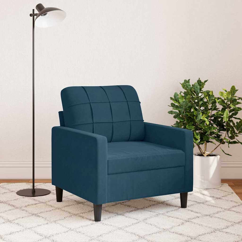 Fotelja plava 60 cm baršunasta