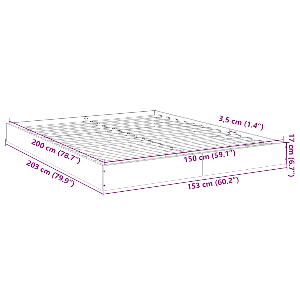 Okvir za krevet bijeli 150x200 cm konstruirano drvo