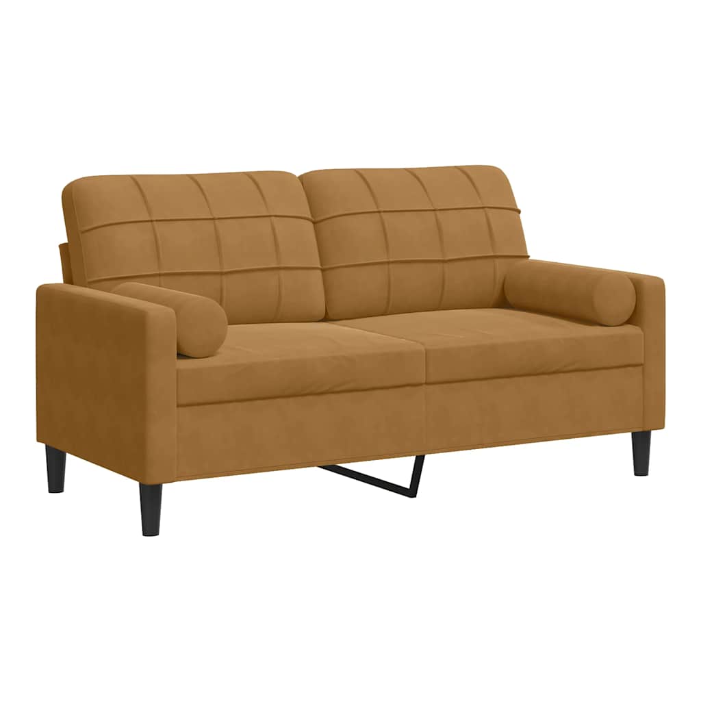 Dvosjed s ukrasnim jastucima smeđi 140 cm baršunasti