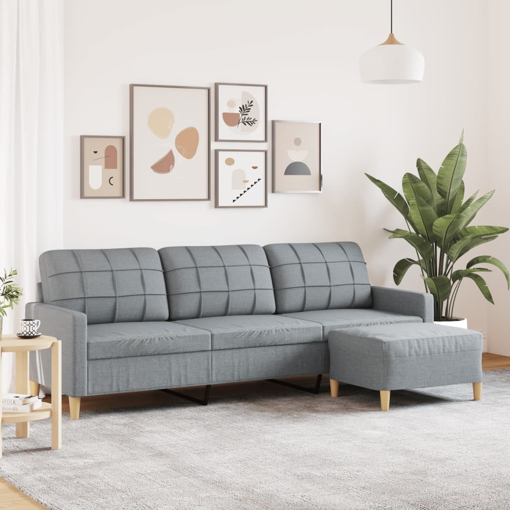 Trosjed s tabureom svjetlosivi 210 cm od tkanine