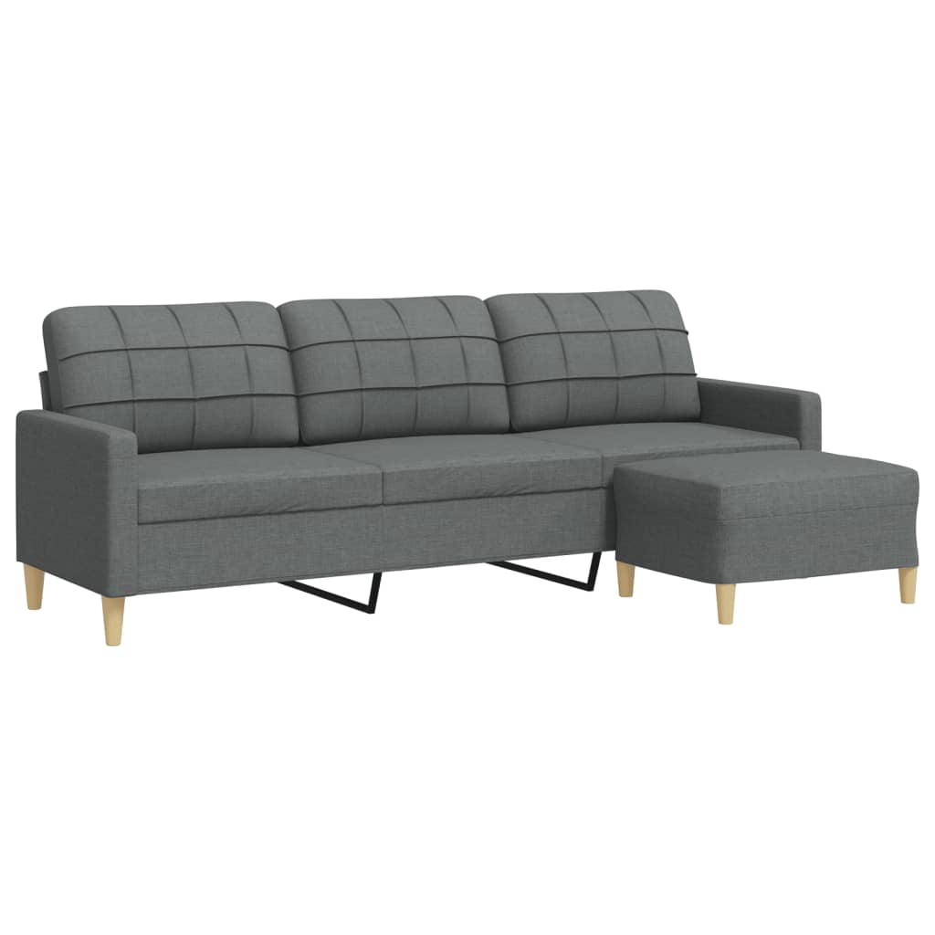 Trosjed s tabureom tamnosivi 210 cm od tkanine