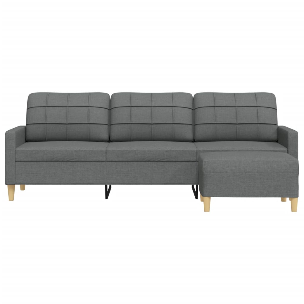 Trosjed s tabureom tamnosivi 210 cm od tkanine
