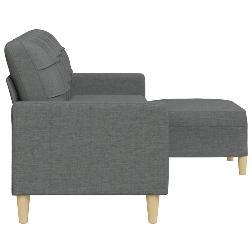 Trosjed s tabureom tamnosivi 210 cm od tkanine