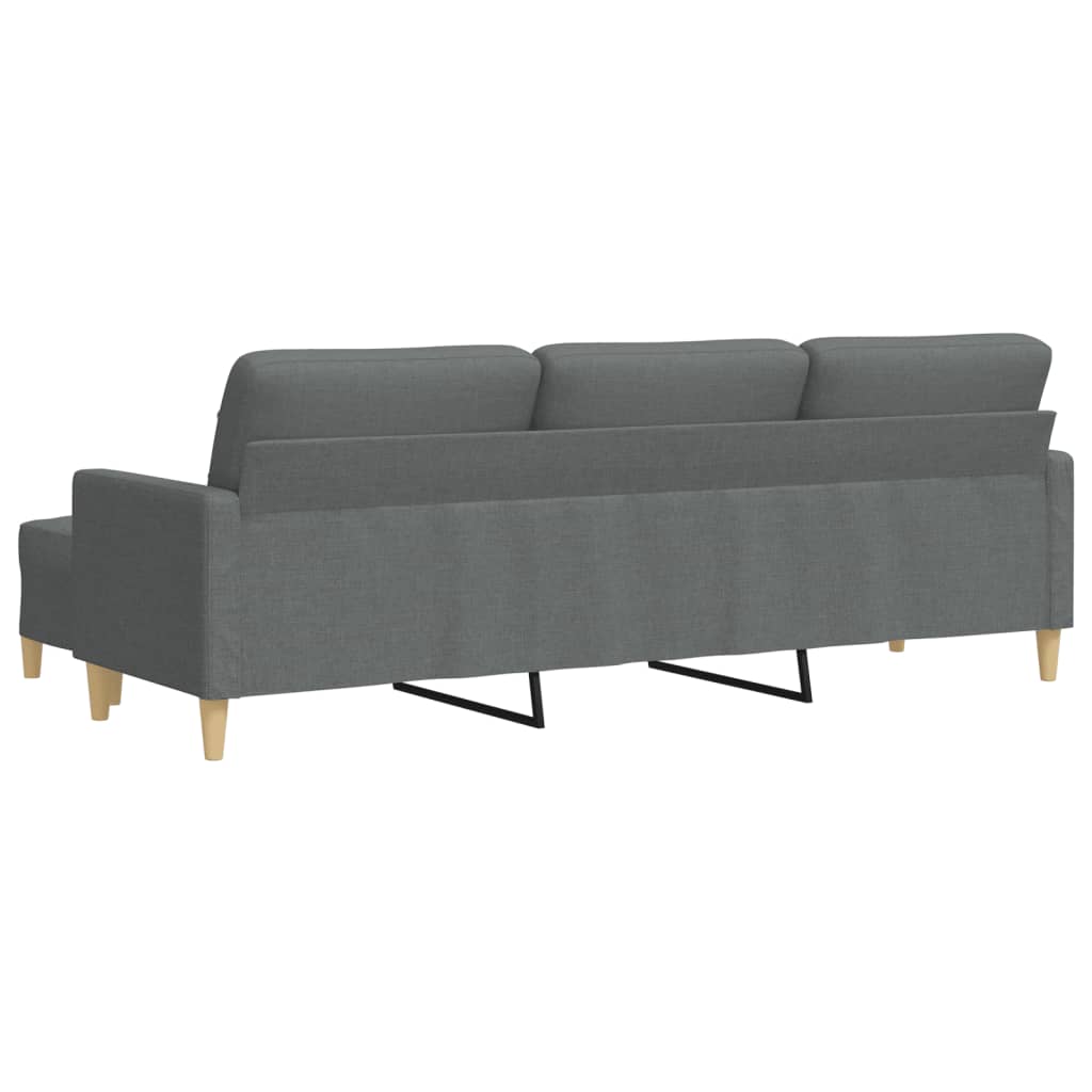 Trosjed s tabureom tamnosivi 210 cm od tkanine