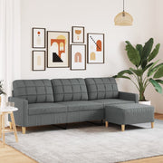 Trosjed s tabureom tamnosivi 210 cm od tkanine