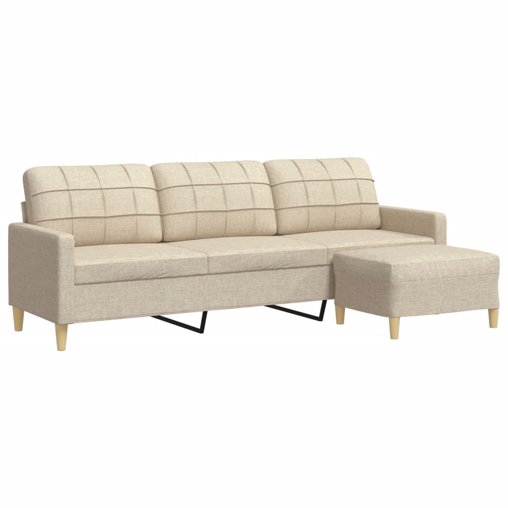 Trosjed s tabureom krem 210 cm od tkanine