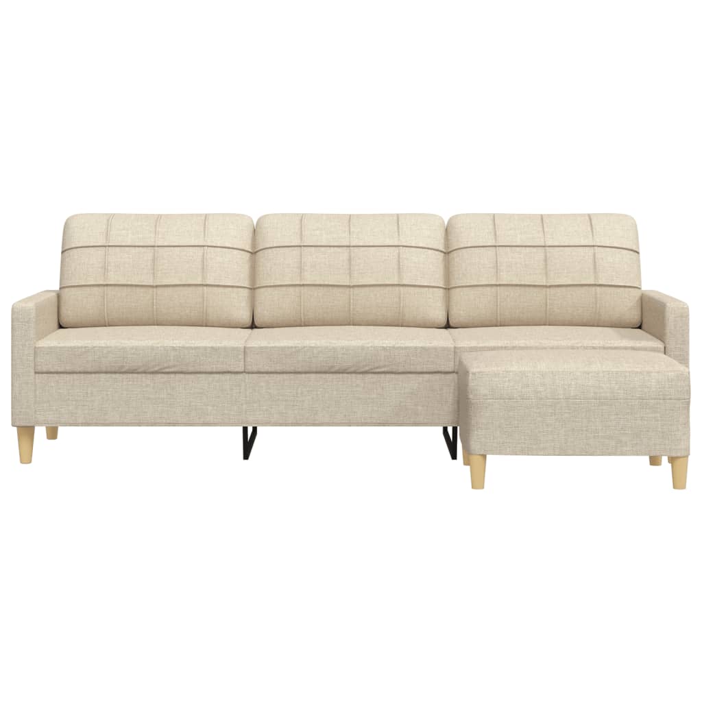 Trosjed s tabureom krem 210 cm od tkanine