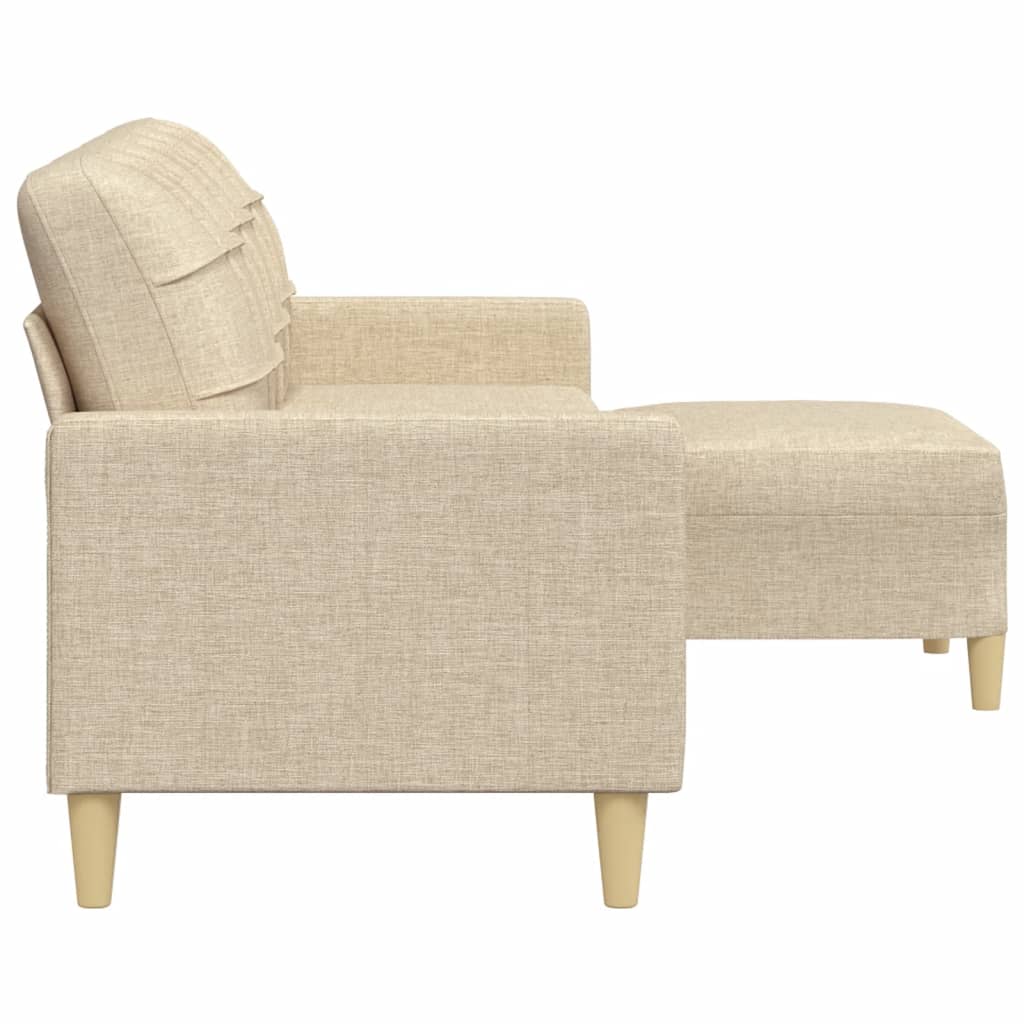 Trosjed s tabureom krem 210 cm od tkanine