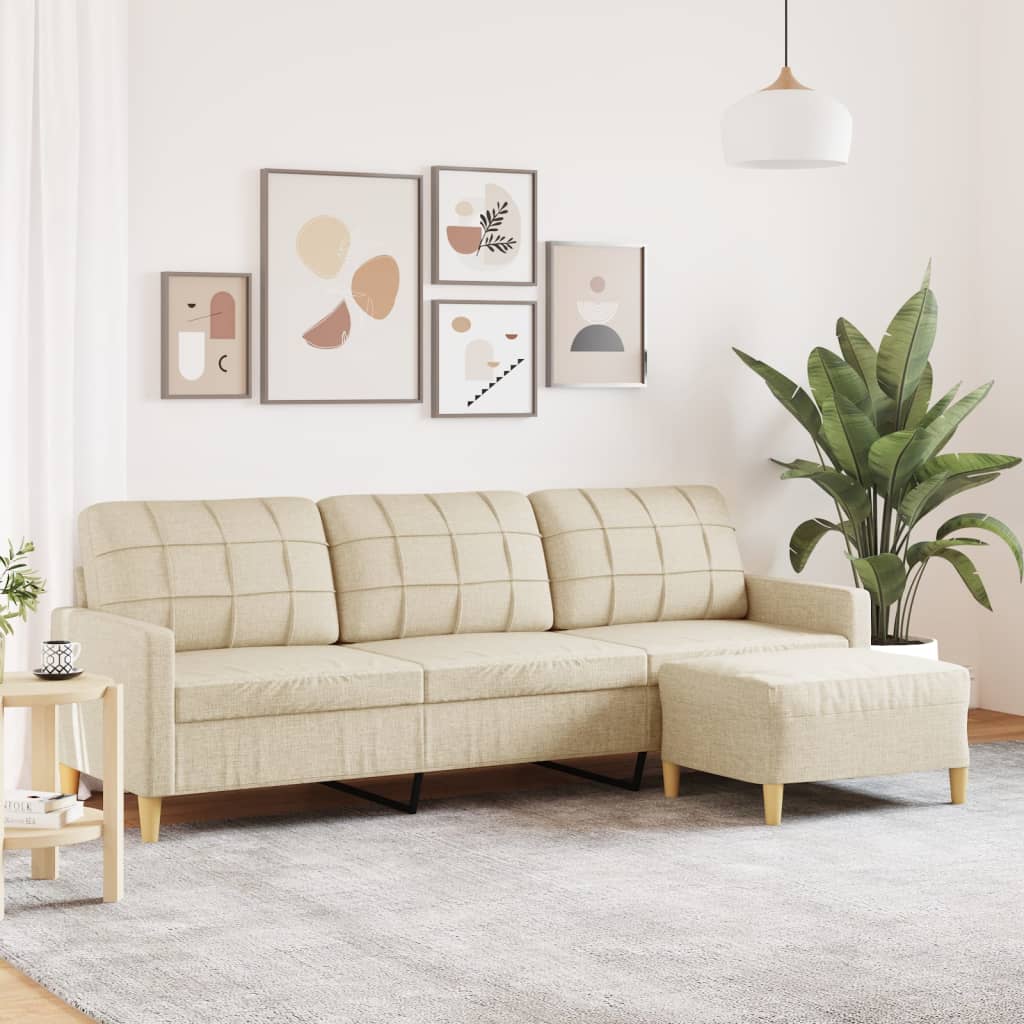 Trosjed s tabureom krem 210 cm od tkanine